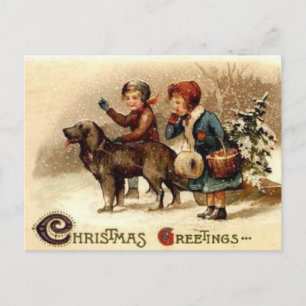 Cartes Pour Fêtes Annuelles Marche de Noël avec le chien
