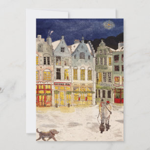 Cartes Pour Fêtes Annuelles Marché de Noël Belgique Aquarelle d'inspiration ré