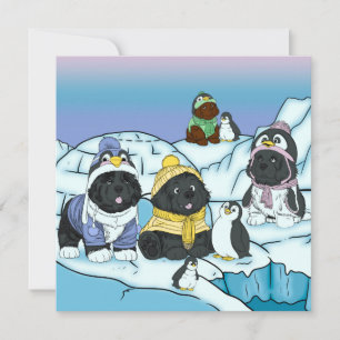 Cartes Pour Fêtes Annuelles Marche des chiots pingouins