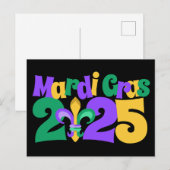 Cartes Pour Fêtes Annuelles Mardi Gras 2025 fleur-de-lis (Devant / Derrière)