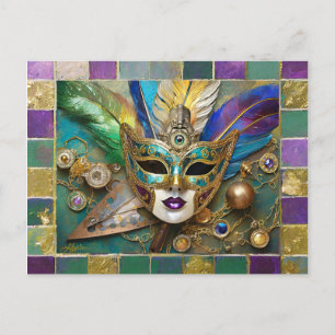 Cartes Pour Fêtes Annuelles Mardi Gras Troisième Oeil Gold Céramique Masque