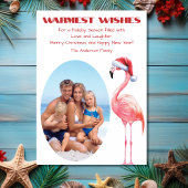 Cartes Pour Fêtes Annuelles Mare Père Noël Flamant rose Plage tropicale Photo