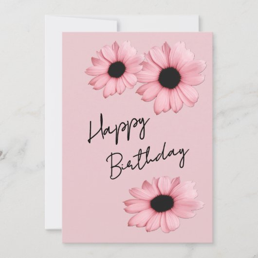 Cartes Pour Fêtes Annuelles Marguerite rose douce sur l'anniversaire arrière - (Devant)