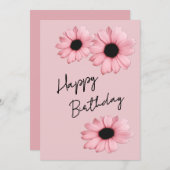 Cartes Pour Fêtes Annuelles Marguerite rose douce sur l'anniversaire arrière - (Devant / Derrière)