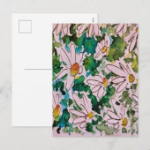 Cartes Pour Fêtes Annuelles Marguerites, substrat vert, abstraction. (Devant / Derrière)