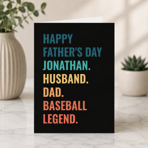 Cartes Pour Fêtes Annuelles Mari Légende du Baseball Papa Cadeau personnalisé 