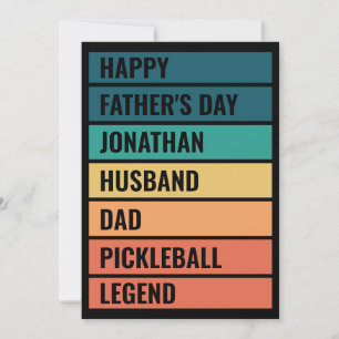 Cartes Pour Fêtes Annuelles Mari Légende du Pickleball Rétro Fête des Pères