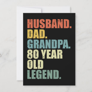 Cartes Pour Fêtes Annuelles Mari Papa Papi Légende de 80 ans 80 ans