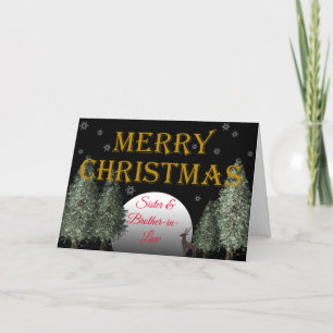 Cartes Pour Fêtes Annuelles Mari Soeur de Noël Moonlit Cerf traditionnel