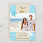 Cartes Pour Fêtes Annuelles Mariage de destination plage Enregistrer la date (Devant / Derrière)