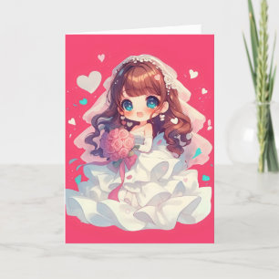 Cartes Pour Fêtes Annuelles Mariage de mariée de la fille Anime Chibi