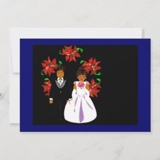 Cartes Pour Fêtes Annuelles Mariage De Noël Couple Avec Couronne En Bleu Blanc