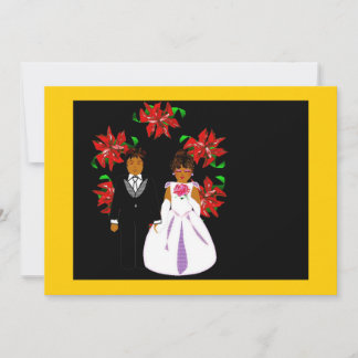 Cartes Pour Fêtes Annuelles Mariage de Noël Couple avec couronne en or blanc