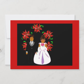 Cartes Pour Fêtes Annuelles Mariage De Noël Couple Avec Couronne En Rouge