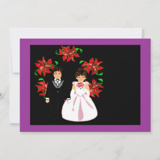 Cartes Pour Fêtes Annuelles Mariage De Noël Couple Avec Couronne En Violet
