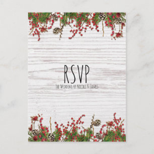 Cartes Pour Fêtes Annuelles Mariage de Noël de campagne Baies & Cône de Pin