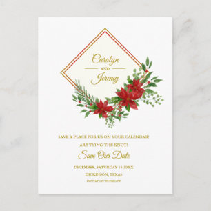Cartes Pour Fêtes Annuelles Mariage de Noël inspiré de diamants et de poinsett