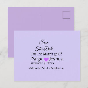 Cartes Pour Fêtes Annuelles Mariage de typographie moderne Lavender Twist