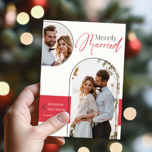Cartes Pour Fêtes Annuelles Mariage de vacances marié récemment Noir Rouge