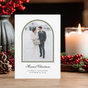 Cartes Pour Fêtes Annuelles Mariage d'Hiver de Jeunes Mariés de Noël sous une 