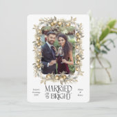 Cartes Pour Fêtes Annuelles Mariage d'ornements dorés et mariés (Debout devant)