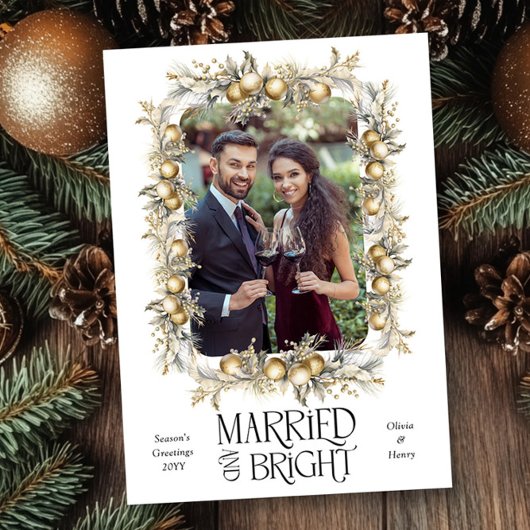 Cartes Pour Fêtes Annuelles Mariage d'ornements dorés et mariés