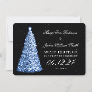 Cartes Pour Fêtes Annuelles Mariage Élégant de Noël Fuite en Bleu