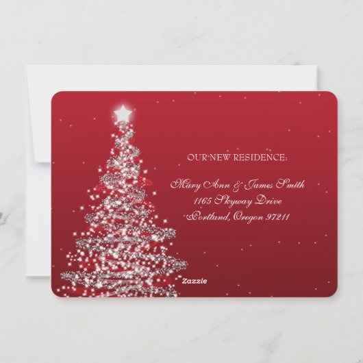Cartes Pour Fêtes Annuelles Mariage Élégant de Noël Fuite Rouge Argent (Dos)