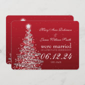 Cartes Pour Fêtes Annuelles Mariage Élégant de Noël Fuite Rouge Argent (Devant / Derrière)