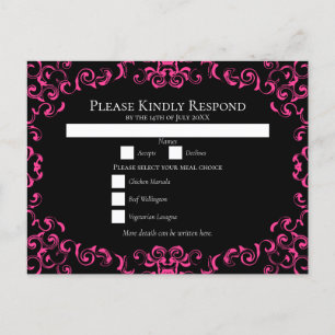 Cartes Pour Fêtes Annuelles Mariage gothique noir rose