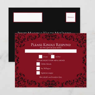 Cartes Pour Fêtes Annuelles Mariage gothique noir rouge