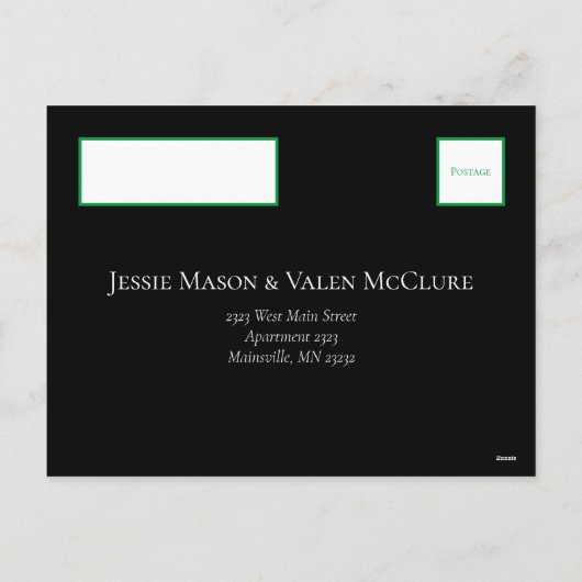 Cartes Pour Fêtes Annuelles Mariage gothique vert et noir (Dos)