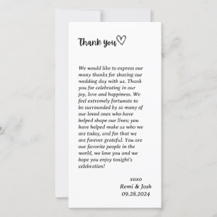 Cartes Pour Fêtes Annuelles MARIAGE HEART Merci Note