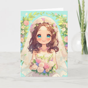 Cartes Pour Fêtes Annuelles Mariage mariée Anime fille