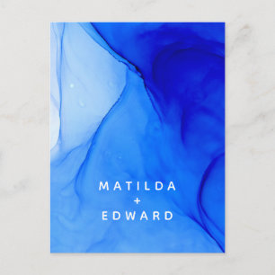 Cartes Pour Fêtes Annuelles mariage moderne élégant bleu et blanc