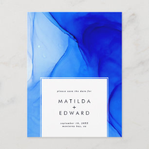 Cartes Pour Fêtes Annuelles mariage moderne élégant bleu et blanc