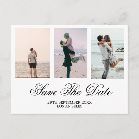 Cartes Pour Fêtes Annuelles Mariage noir photo blanc Enregistrer la date (Devant)