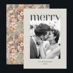 Cartes Pour Fêtes Annuelles Mariage Photo Bohème Floral Taupe Sage Rustique<br><div class="desc">Carte de Noël de Mariage Personnalisée Bohème Florale Taupe et Vert Sage Rustique</div>