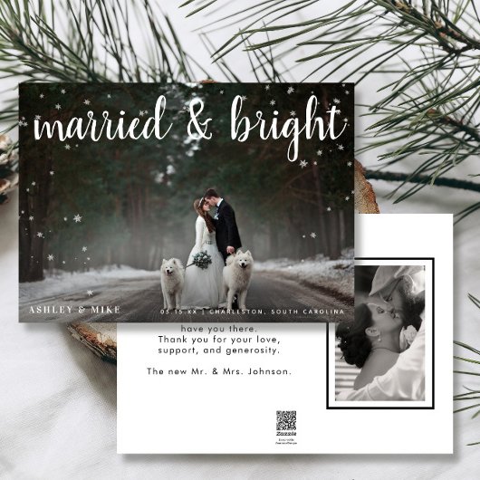 Cartes Pour Fêtes Annuelles Mariage photo Marry & Bright Snow 2