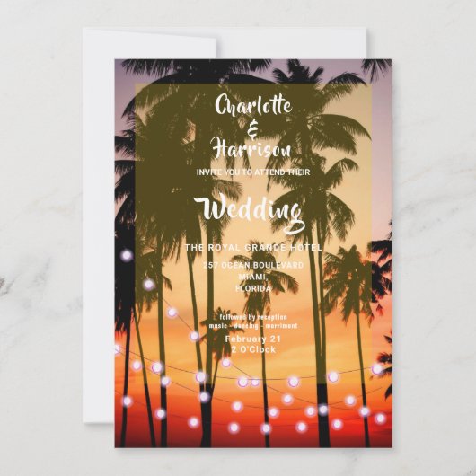 Cartes Pour Fêtes Annuelles Mariage photo Retro Tropical Beach Palm Trees (Devant)
