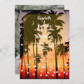 Cartes Pour Fêtes Annuelles Mariage photo Retro Tropical Beach Palm Trees (Devant / Derrière)