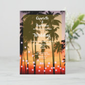 Cartes Pour Fêtes Annuelles Mariage photo Retro Tropical Beach Palm Trees (Debout devant)