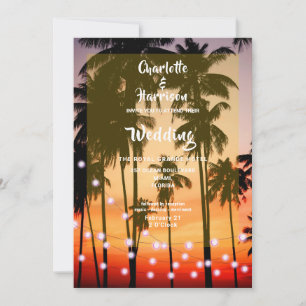 Cartes Pour Fêtes Annuelles Mariage photo Retro Tropical Beach Palm Trees