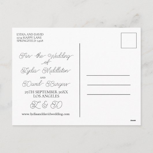 Cartes Pour Fêtes Annuelles Mariage Photo Simple Blanc Enregistrer La Date (Dos)