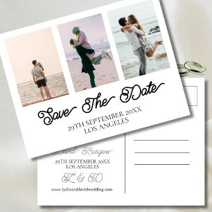 Cartes Pour Fêtes Annuelles Mariage Photo Simple Blanc Enregistrer La Date