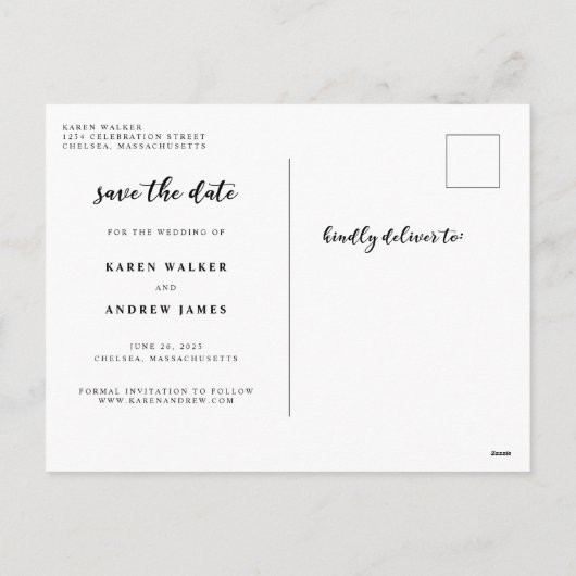 Cartes Pour Fêtes Annuelles Mariage simple d'amour Enregistrer la date (Dos)