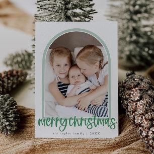 Cartes Pour Fêtes Annuelles MARIAH Green Arch Family Photo Joyeux Noël