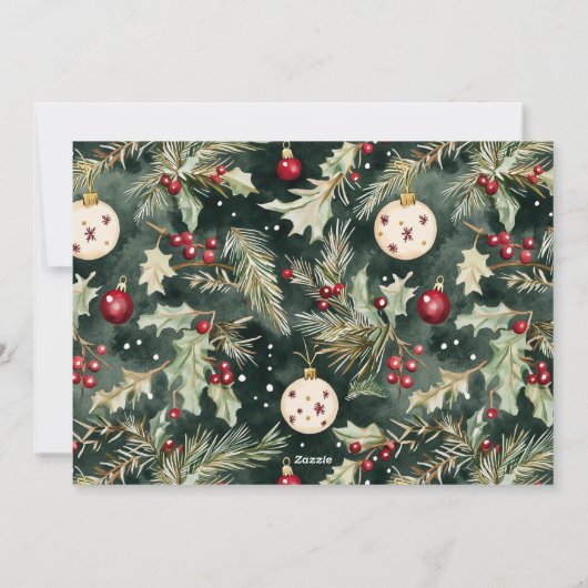 Cartes Pour Fêtes Annuelles Marié & Bright Red Bow Holly Newlyly 3 Photo (Dos)