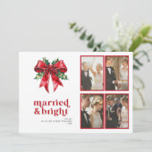 Cartes Pour Fêtes Annuelles Marié & Bright Red Bow Holly Newlyly 4 Photo (Debout devant)