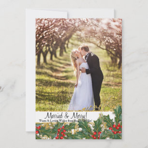 Cartes Pour Fêtes Annuelles Marié dans Joyeux Noël photo nouvellement mariée H